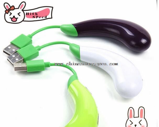 Eggplant Shaped 4 Port Cute USB 2.0 Hub