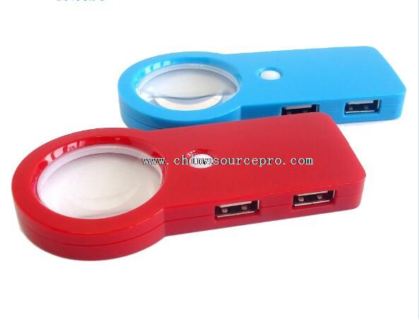 USB 2.0 4 Port Hub con lupa