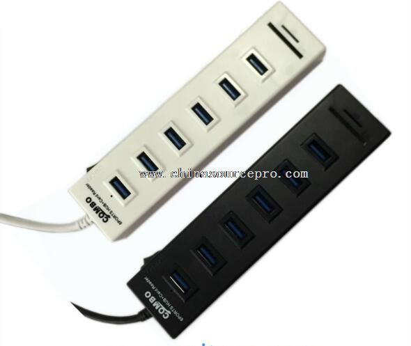 USB 2.0 6 Ports HUB + 2.0 SD/TF Card Reader with one switch