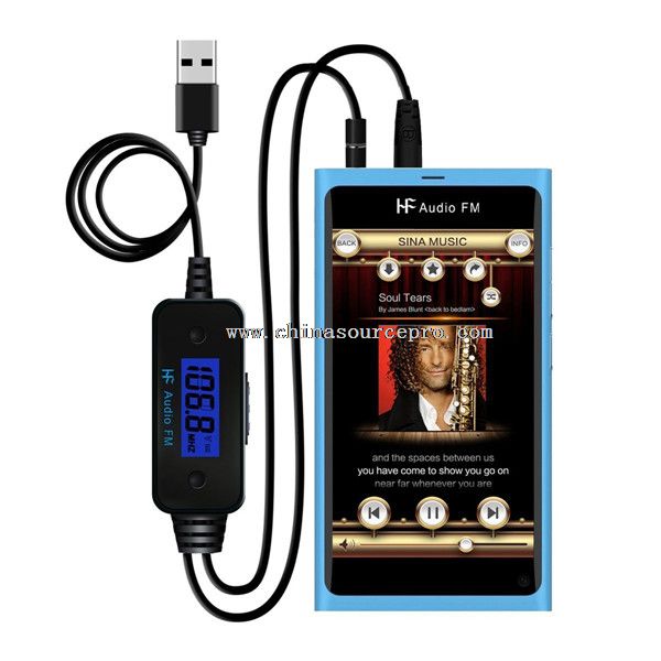Car Hands-Free FM Transmitter Radio Adapter with 3.5mm Audio Plug and USB Charger