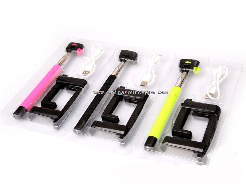 Extendable monopod tripod selfie stick with bluetooth shutter button