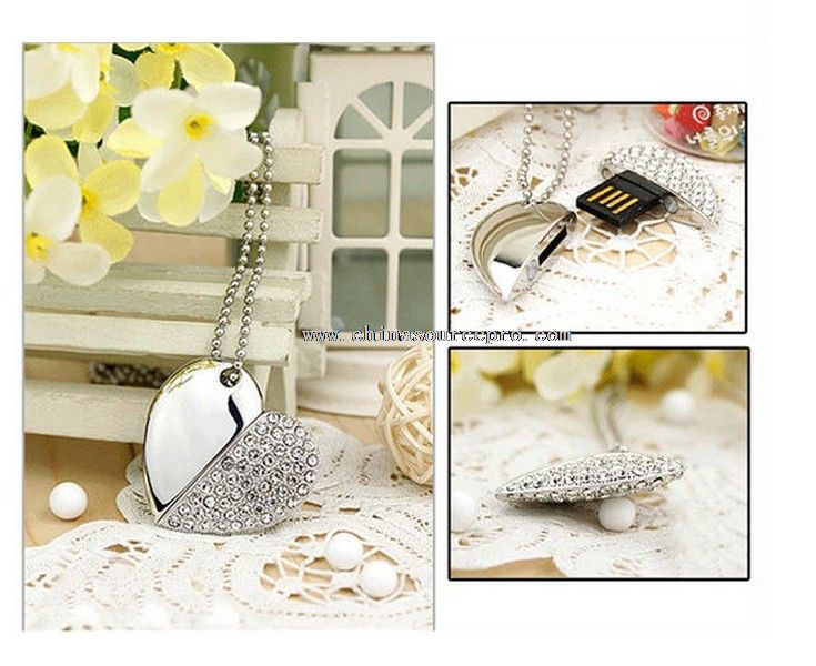unità flash usb peach-cuore collana di cristallo