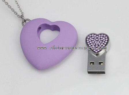 Heart shape crystal pendant cheap usb pen drive