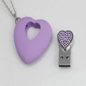 Heart shape crystal pendant cheap usb pen drive images