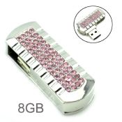 Mini Swivel USB Flash Drive Pink Crystals images