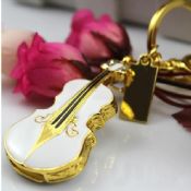 violin shape 8gb metal usb drives with keychain images