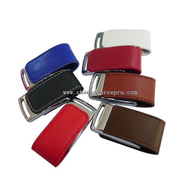 Leather Belt with Magnet Buckle Metal Keychain Pendant Style USB Flash Drive