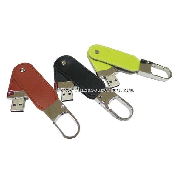 Fém kulcstartó bőr USB villanás hajt