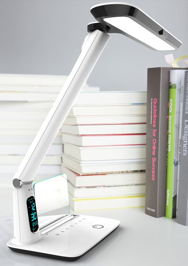 lampu led baca dengan jam dan memo papan