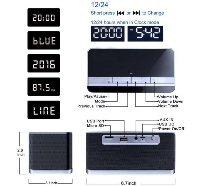 speaker mini musik portabel bluetooth jam alarm