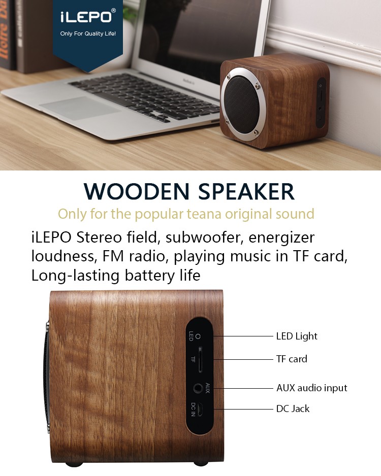  bluetooth 4.0 mini wooden speaker with FM radio function