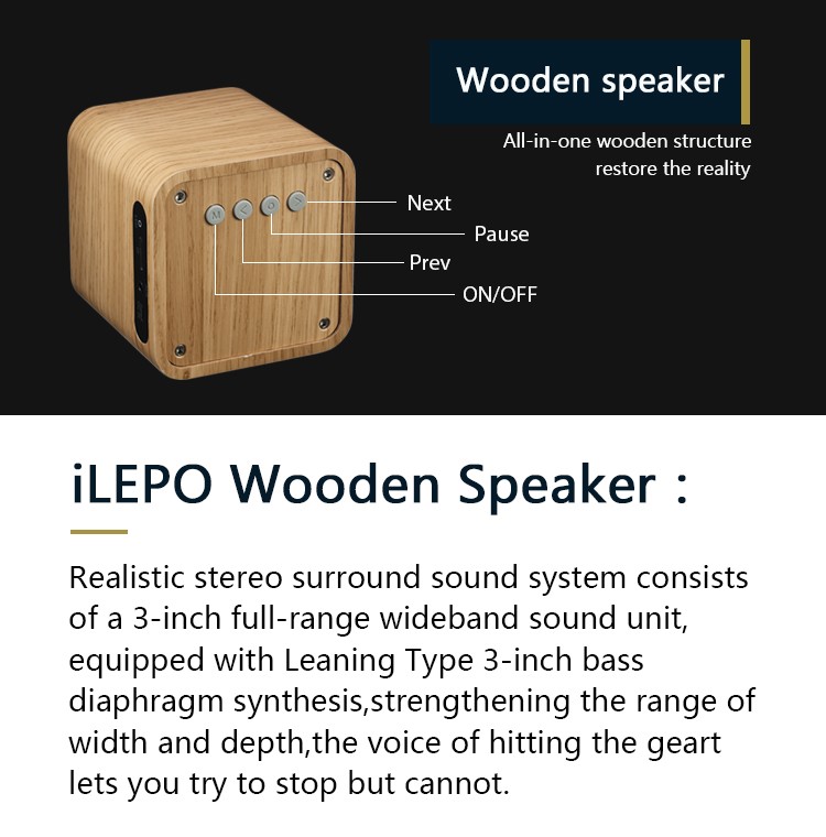 bluetooth 4.0 mini wooden speaker with FM radio function