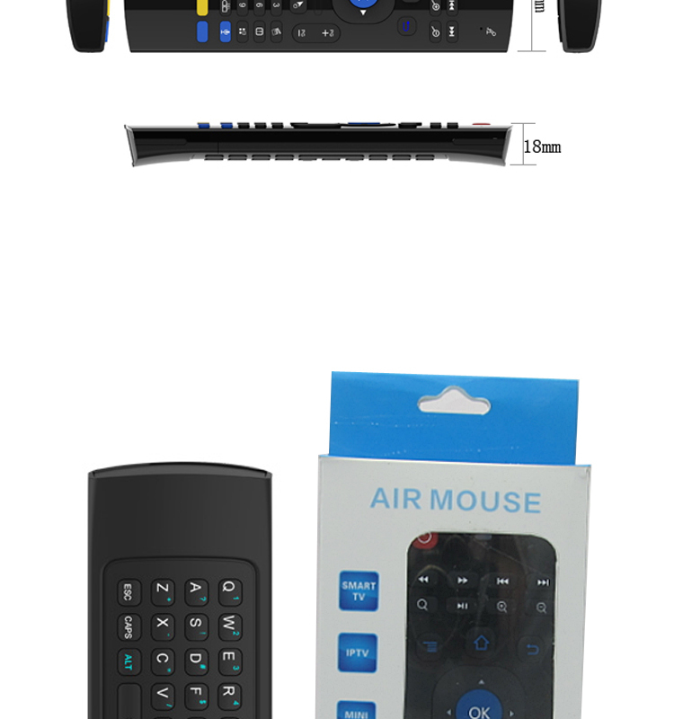 Built in microphone long working distance airmouse with IR learning function