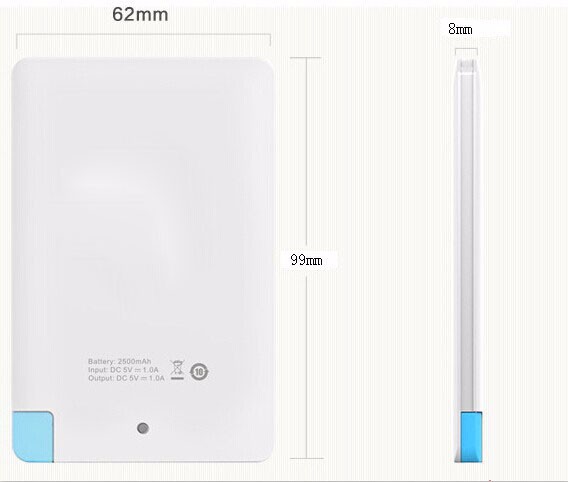 2500mah credit card power bank