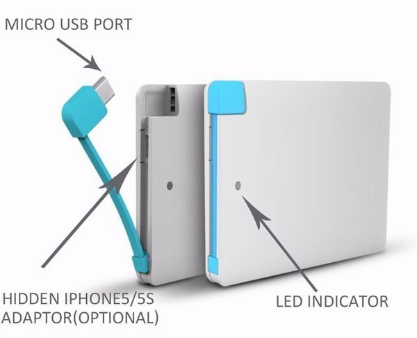 2500mah credit card power bank