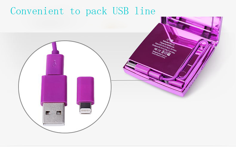 Elegantes make-up spiegel powerbank