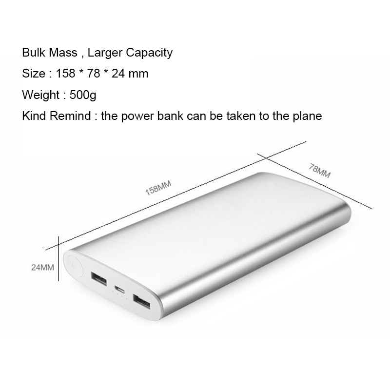 20000mah Dual USB Akkumulátor Pack Hordozható Power Bank