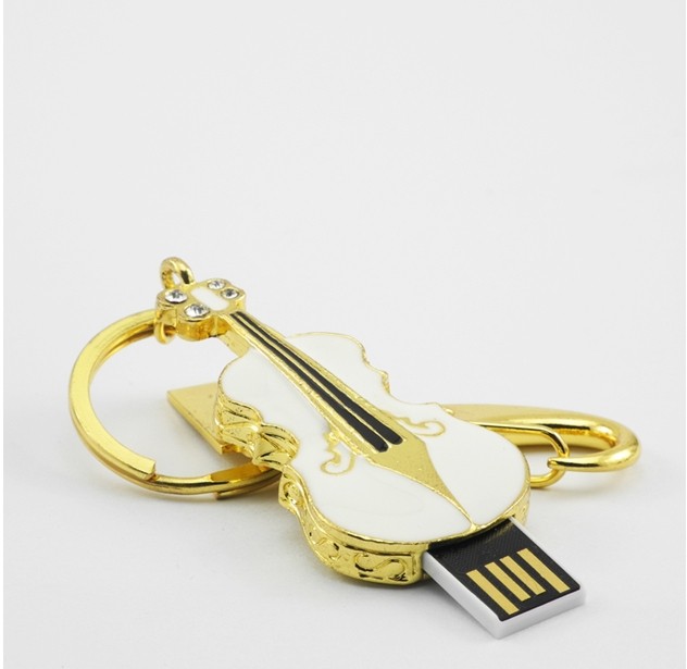 hegedű alakú 8gb fém usb vezet-val kulcstartó