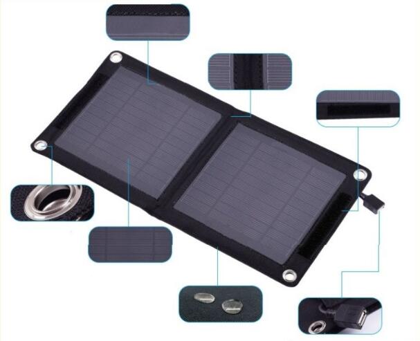 Portable 7W Travel Solar Panel USB Charger 