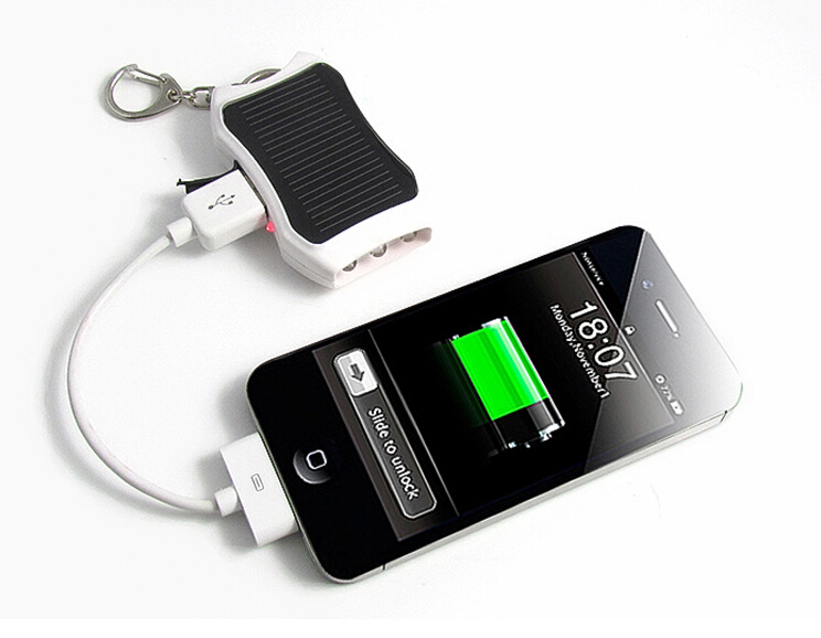 LED torch solar usb charger with keychain 1200mAh