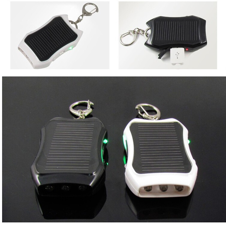 LED torch solar usb charger with keychain 1200mAh