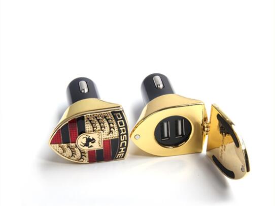 luminum rim dual usb car charger