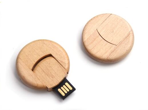 bentuk kayu bulat mini usb flash drive