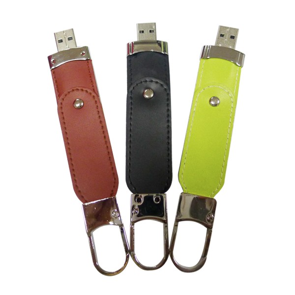 Fém Kulcstartó Bőr USB villanás hajt