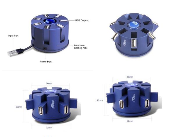 USB Folding 7 Port 2.0 HUB 