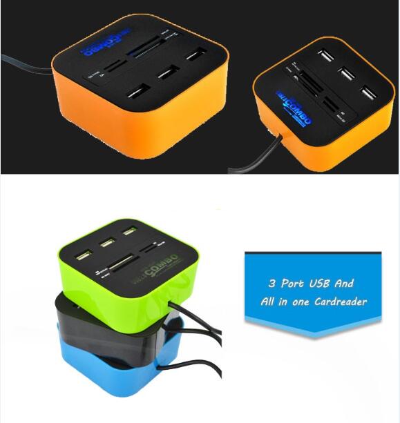Square 3 Port USB Hub And All in 1 Cardreader