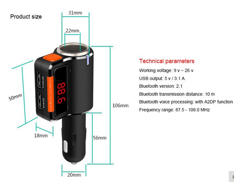 Bluetooth FM transmitter Car Charger 