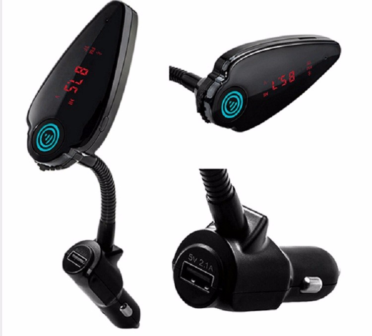 FM Transmitter Højttaler Telefon Med 5V 2.1a USB Oplader 