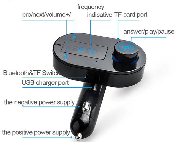 Vezeték Nélküli Blutooth MP3 lejátszó FM Transmitter Car Kit