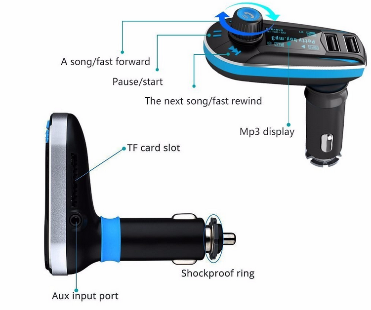  Car bluetooth receiver and transmitter