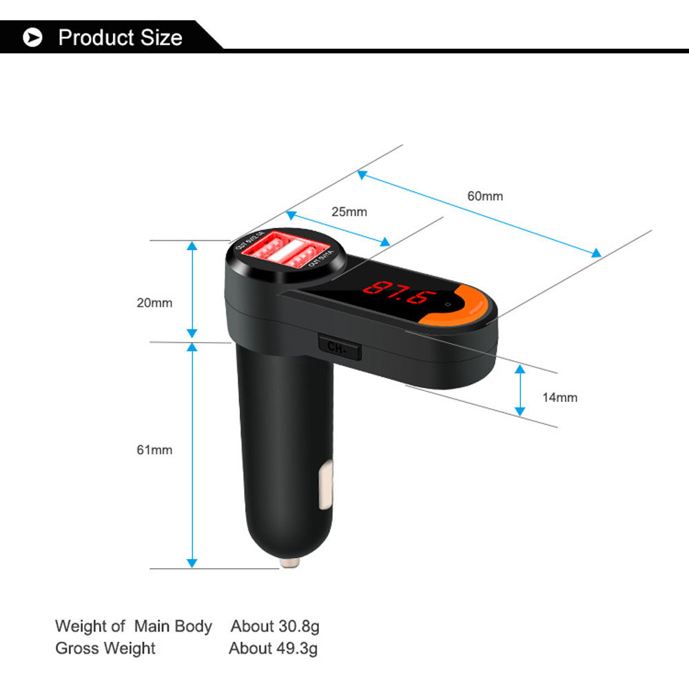  USB Araç şarj Cihazı Bluetooth Araç Kiti 