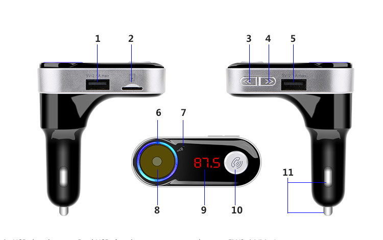 FM double USB Car Chager MP3 player with cigarette lighter port