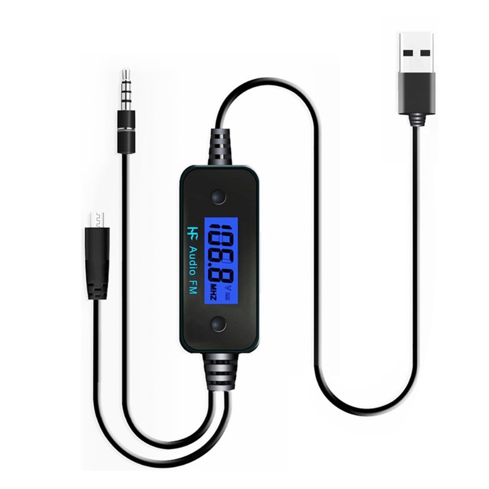 Autó Kezek-Szabad FM Transzmitter Rádió Adapter a 3,5 mm-es Audio Plug és USB-Töltő