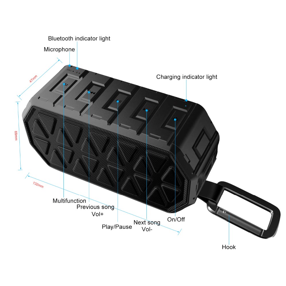 waterproof Shockproof Dustproof Bluetooth dual stereo speakers