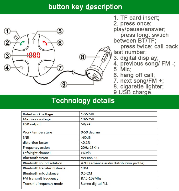 Bluetooth auto fm-Transmitter